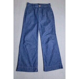 J Crew Jeans Trouser Womens 27 30x29 Dark Blue High Rise Stretch Preppy Baggy